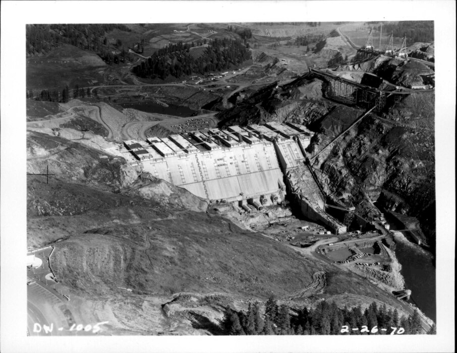 As the concrete was poured, it was measured in cubic yards. Landmarks in Dworshak’s construction were marked every time a million cubic yards were poured. Contractors poured the first million cubic yards of concrete by May 28, 1969. By October 24, there were two million cubic yard of concrete poured. By the end of construction, in the summer of 1973, 6.6 million cubic yards of concrete had been poured.