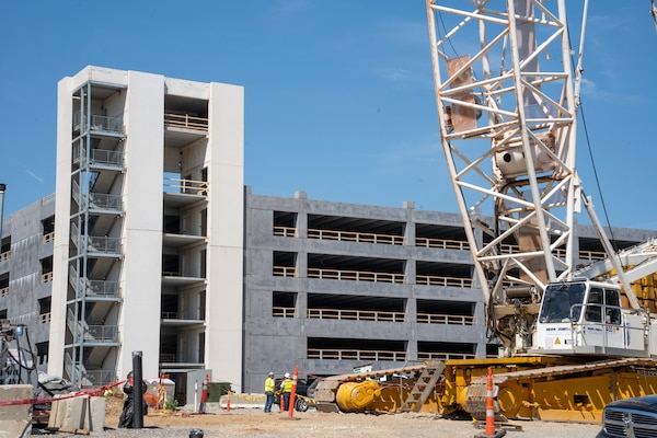 Construction continues on the North Parking Garage on the site of the Louisville VA Medical Center June 14, 2023.