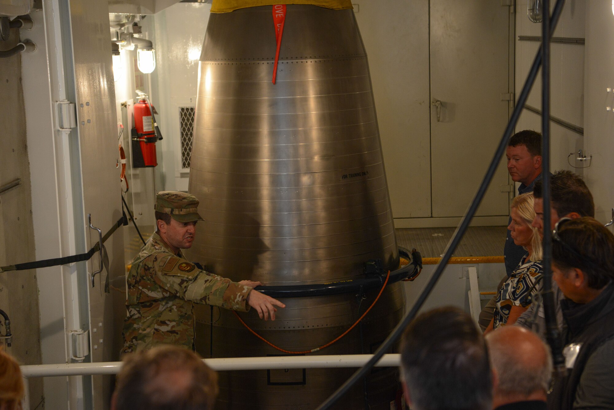 Minot civic leaders tour a Missile Alert Facility at Minot Air Force Base, North Dakota, July 13, 2023. MAFs are the link to the launch control centers connected via computer to intercontinental ballistic missiles. (U.S. Air Force photo by Airman 1st Class Trust Tate)