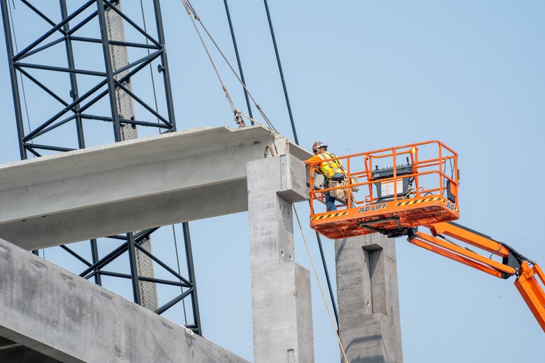 Construction continues on the North Parking Garage on the site of the Louisville VA Medical Center June 28, 2023.