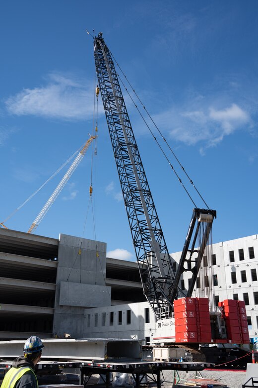 Construction continues on the North Parking Garage on the site of the Louisville VA Medical Center May 3, 2023.