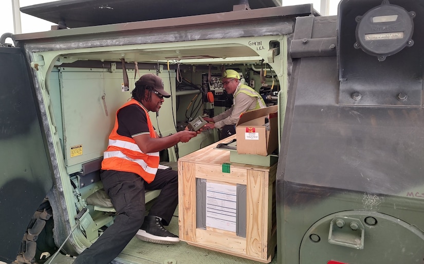 Marc Bourdeau, an Army Expeditionary Civilian Workforce employee with the 405th Army Field Support Brigade, conducts a basic issue item inventory on an M113 Armored Personnel Carrier at the Coleman Army Prepositioned Stocks-2 worksite in Mannheim, Germany. Bourdeau is a quality assurance specialist with Army Field Support Battalion-Mannheim while on AECW status, but his regular job is located at Tobyhanna Army Depot, Pennsylvania. (Photo by Kevin Grimm)