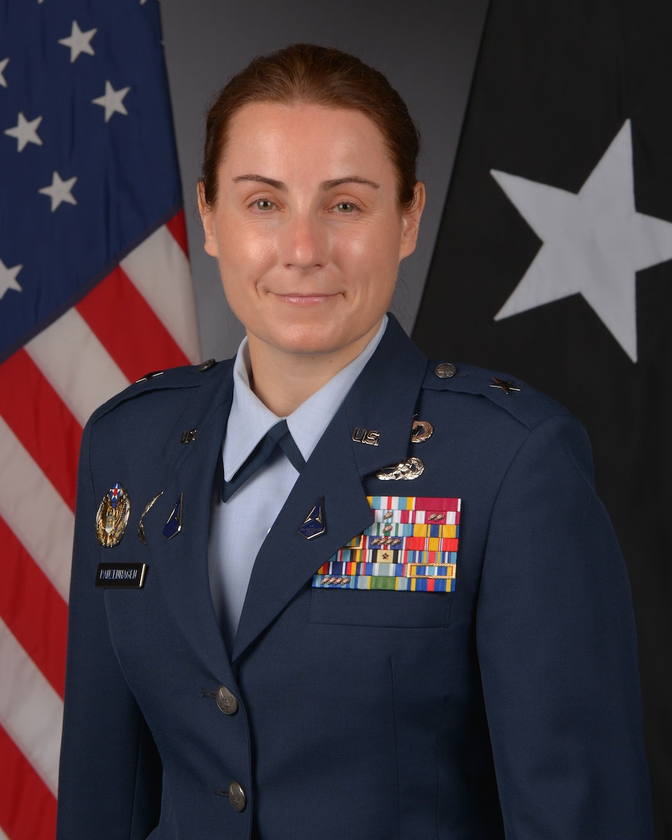 U.S. Space Force Brig. Gen. Kristin Panzenhagen poses for an official photo at Patrick Space Force Base, Florida, July 18, 2023. (U.S. Space Force photo by Amanda Inman)