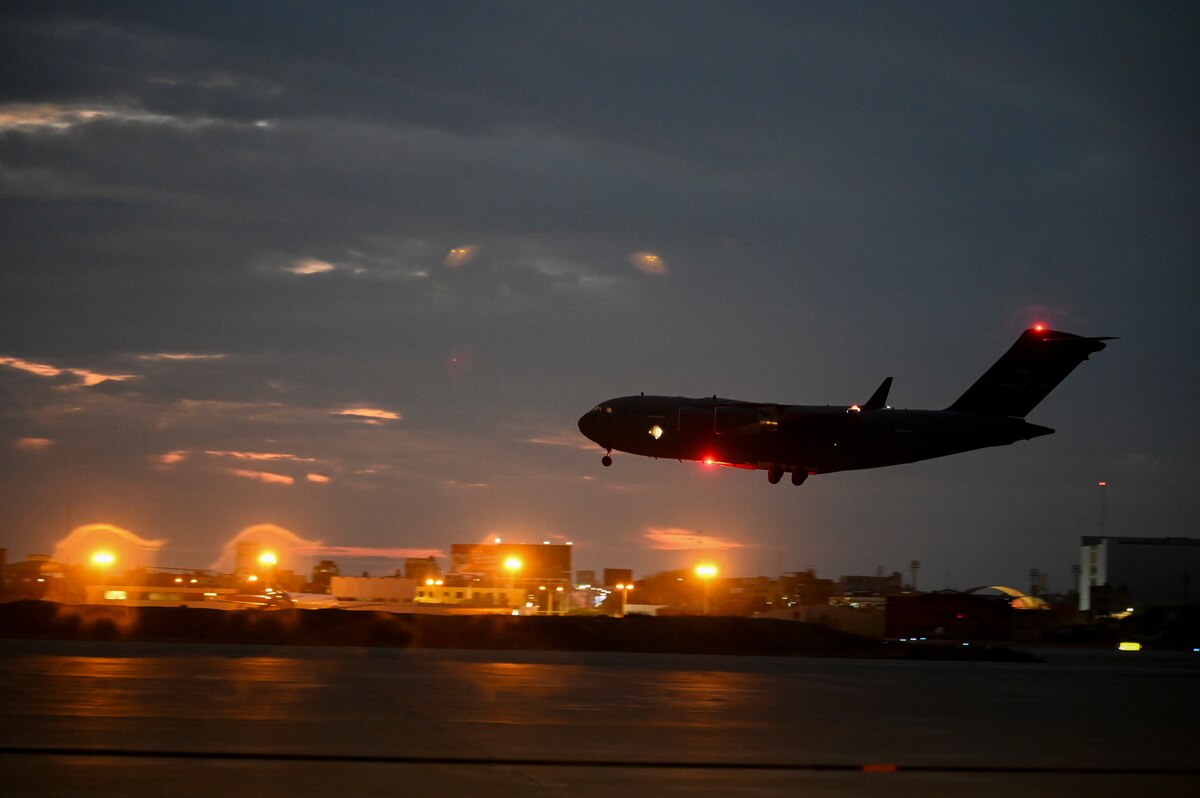 Photo of aircraft landing.