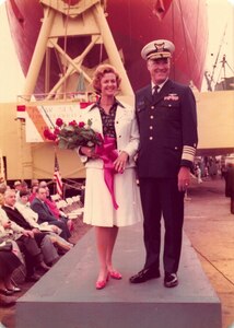 ADM Owen Siler and his wife at the christening & launching of CGC Polar Sea.