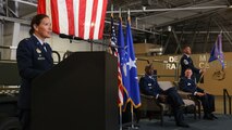 Woman speaking at podium