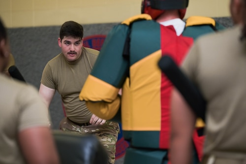 a person prepares to hit another person