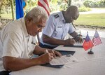 The Honorable Faualo Harry Schuster, the Government of Samoa’s Minister of Police, Prisons and Corrections Services, left, and Nevada Guard Adjutant General Maj. Gen. Ondra Berry sign the Declaration of Partnership between the Nevada National Guard and the Government of Samoa on July 6 in Apia, Samoa. The Nevada Guard now has three partner countries in Oceania: Samoa, Tonga and Fiji.