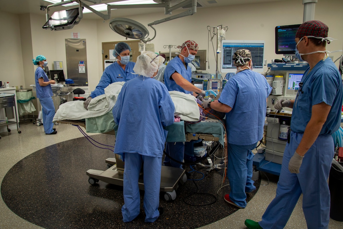 Medical staff assigned to the 88th Surgical Operations Squadron prepare a patient for surgery.