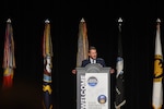 Air Force Lt. Gen. Dan Caine, associate director for military affairs with the Central Intelligence Agency speaks about global threats and challenges during the Department of Defense and National Guard State Partnership Program 30th Anniversary Conference at National Harbor, Maryland, July 17, 2023.