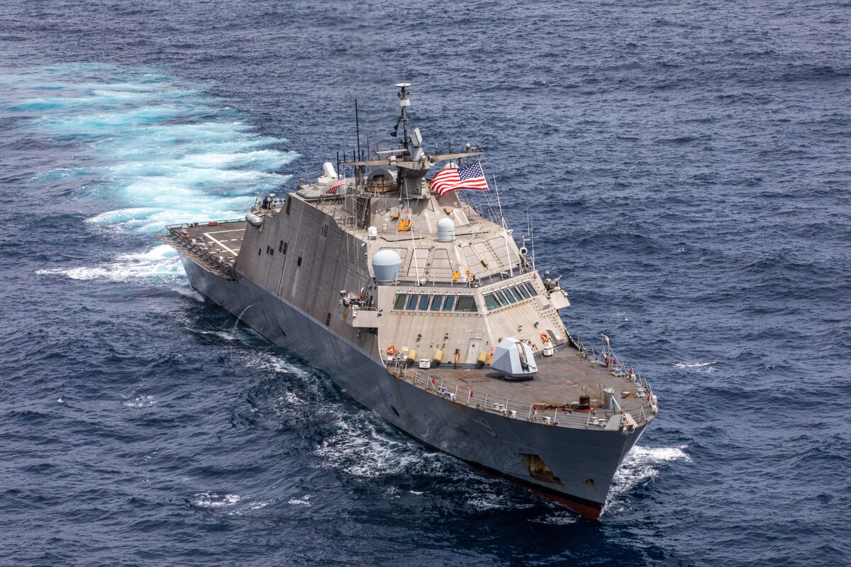 USS Little Rock (LCS 9) transits the Carribean Sea during UNITAS 23, July 16, 2023.