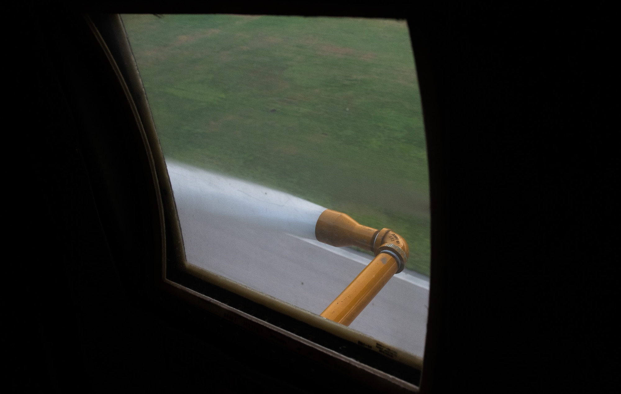 Aerial spray on aircraft