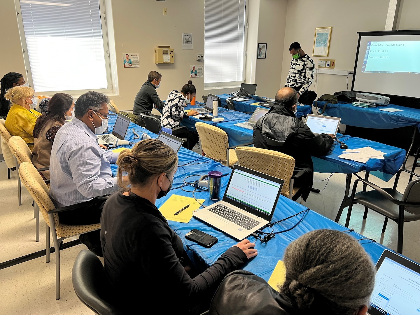 Mr. Justin Watts, MHS GENESIS Contract Instructor conducts provider foundation training to healthcare providers during the preparation stage prior to MHS GENESIS go-live in January 2023.