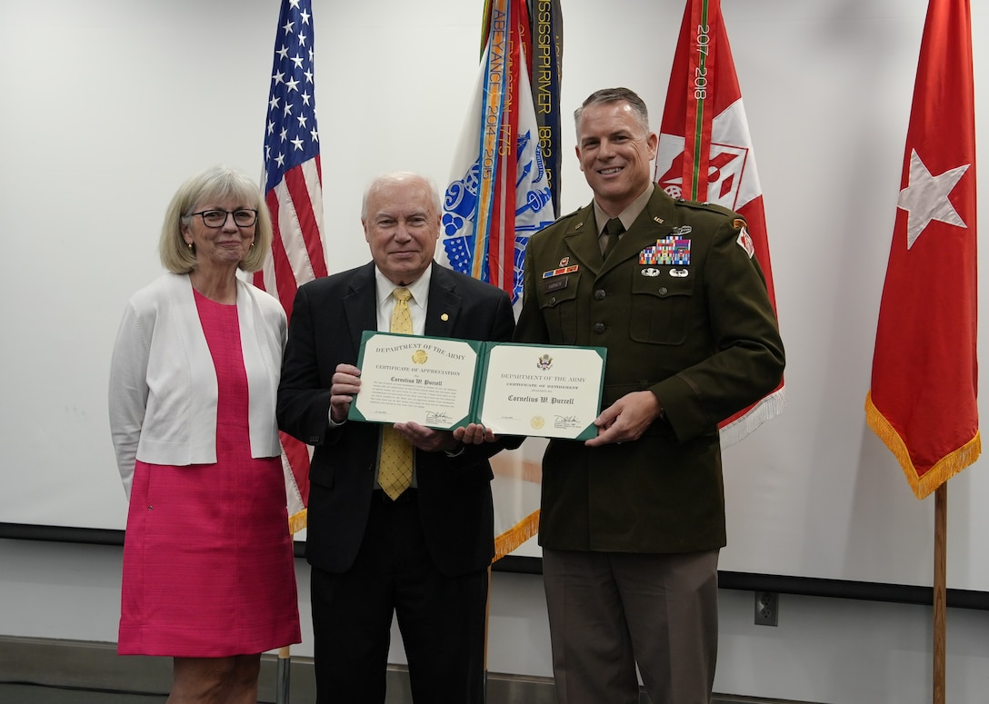 Neil Purcell recognize at a retirement ceremony held at South Atlantic Division HQ in Atlanta, GA.