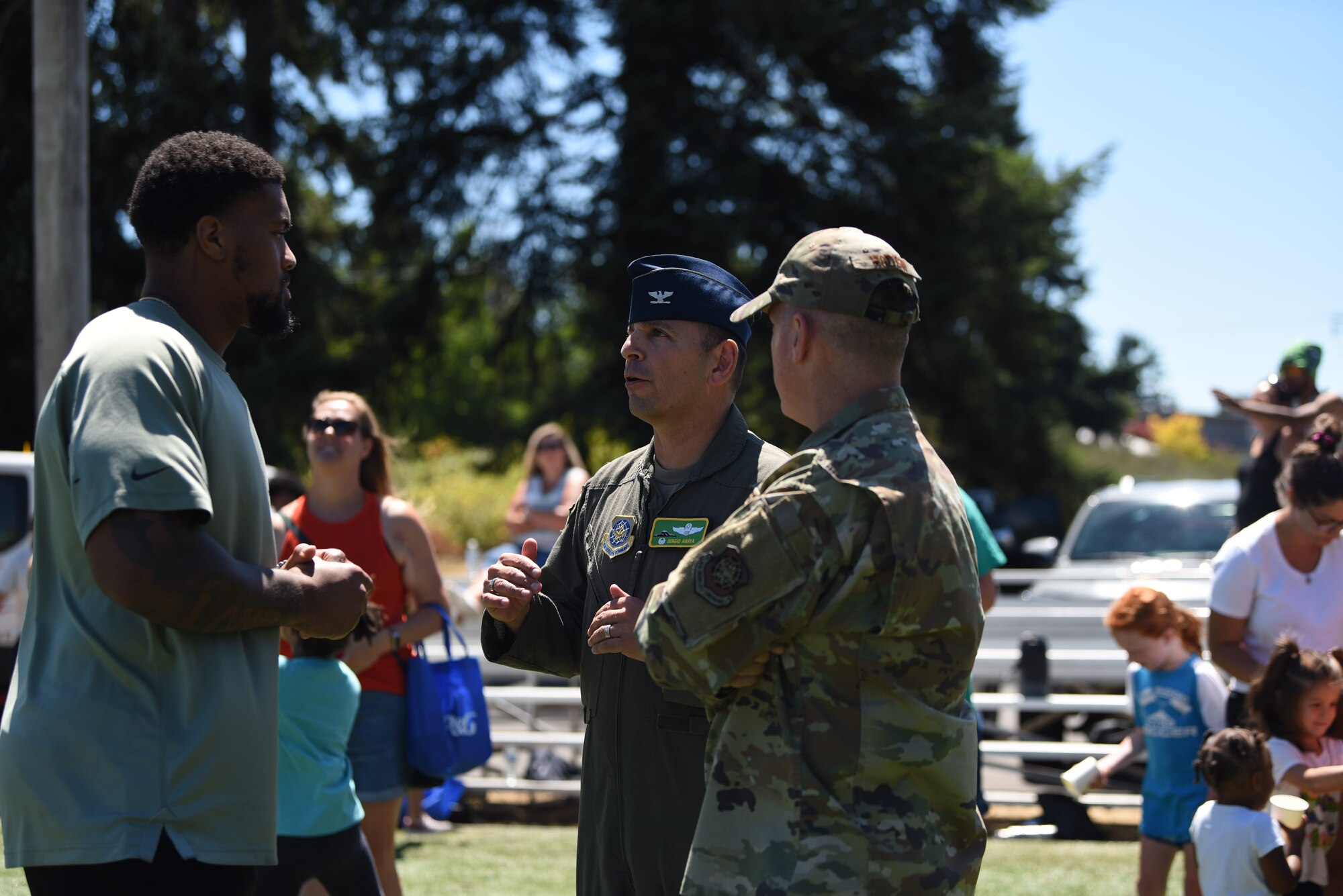 Jones hosted the camp and provided autographed photographs for more than 100 JBLM children from the ages of 6-14. (U.S. Air Force by Airman 1st Class Kylee Tyus)