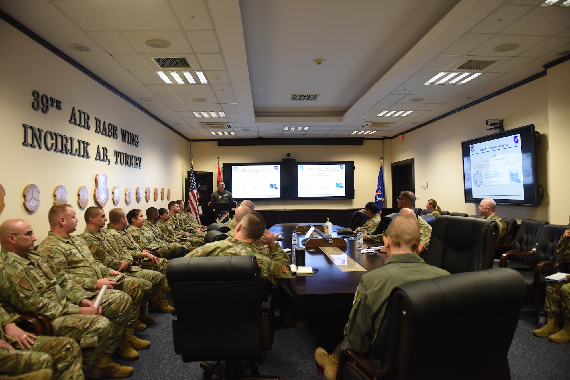 United States Air Force Europe A10 senior leaders join the 39th Air Base Wing leadership to discuss the surety mission at Incirlik Air Base, Türkiye, July 17, 2023.