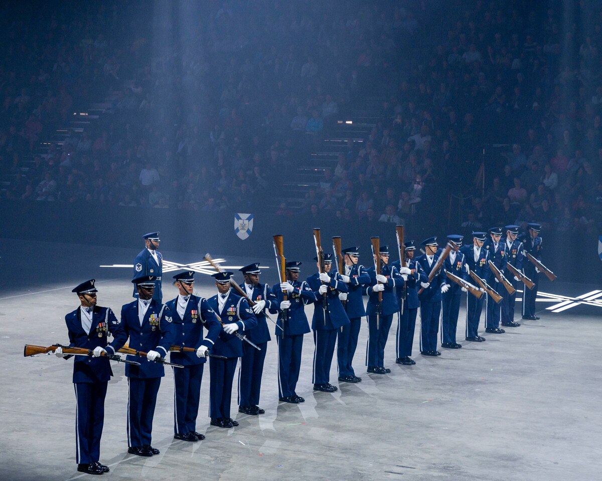 The United States Air Force Honor Guard Drill Team perform