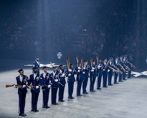 The United States Air Force Honor Guard Drill Team perform