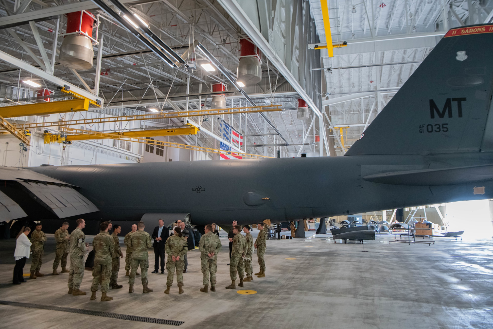 Leadership from the Defense Logistics Agency in Virginia receives a tour of a B52-H Stratofortress at Minot Air Force Base, North Dakota, July 17, 2023. As the nation’s combat logistics support agency, DLA manages the end-to-end global defense supply chain for the Department of Defense. (U.S. Air Force photo by Airman 1st Class Kyle Wilson)