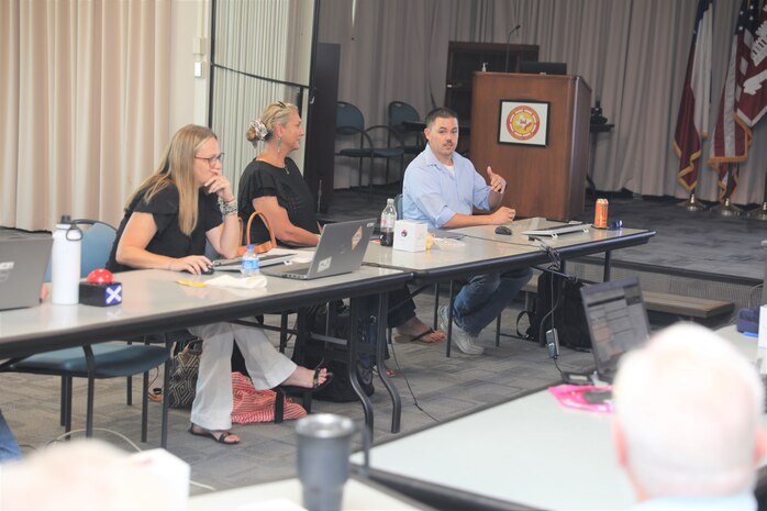 Galveston District (SWG) and Fort Worth District (SWF) Facility and Equipment Maintenance (FEM) personnel met informally at the Jadwin Building, to discuss many of the new requirements from Headquarters (HQ) and how the field is adapting to them, July 18, 2023.