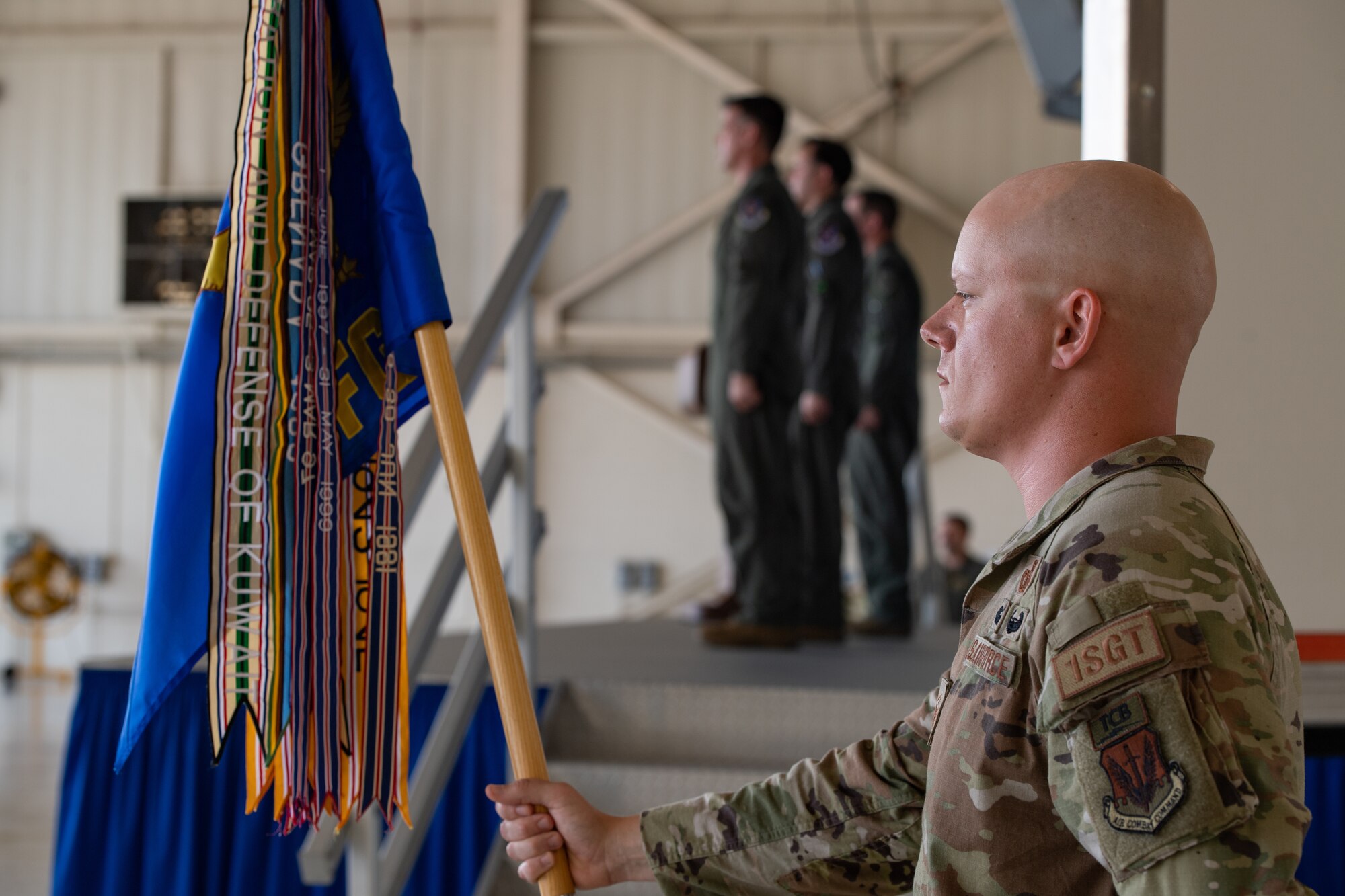 Holding the guidon