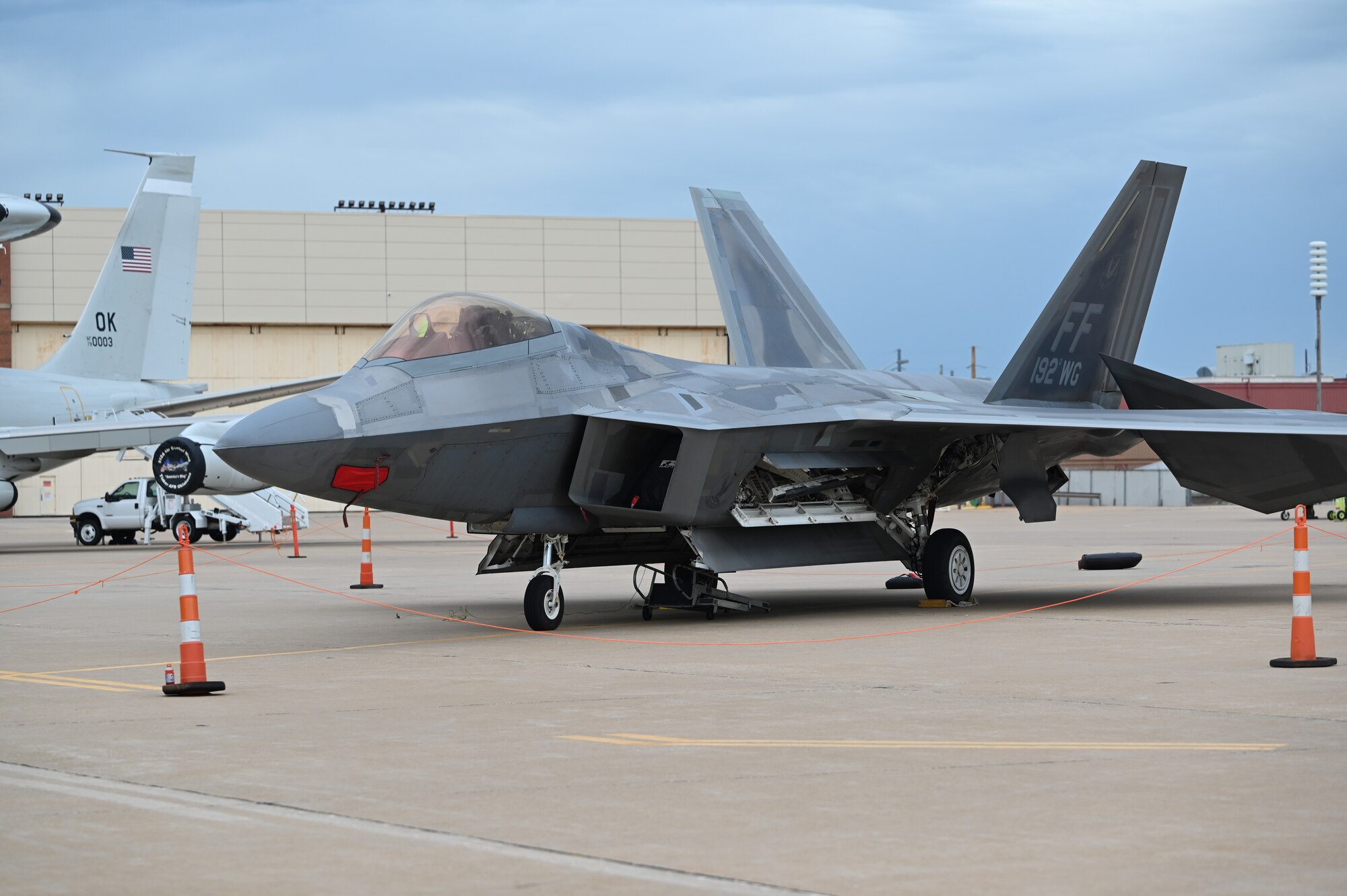 aircraft sits on display