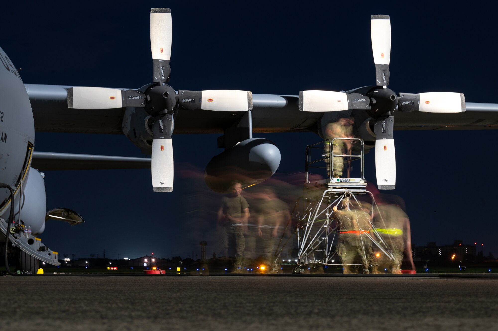 Crew cheifs from the 139th perform post flight maintenace on a C-130 Hercules in support of Mobility Guardian 2023 July 10th, 2023, at Yakota Air Base, Japan. A multilateral endeavor, MG23 features seven participating countries - Australia, Canada, France, Japan, New Zealand, United Kingdom, and the United States - operating approximately 70 mobility aircraft across multiple locations spanning a 3,000 mile exercise area from July 5th through July 21. Our Allies and partners are one of our greatest strengths and a key strategic advantage.
