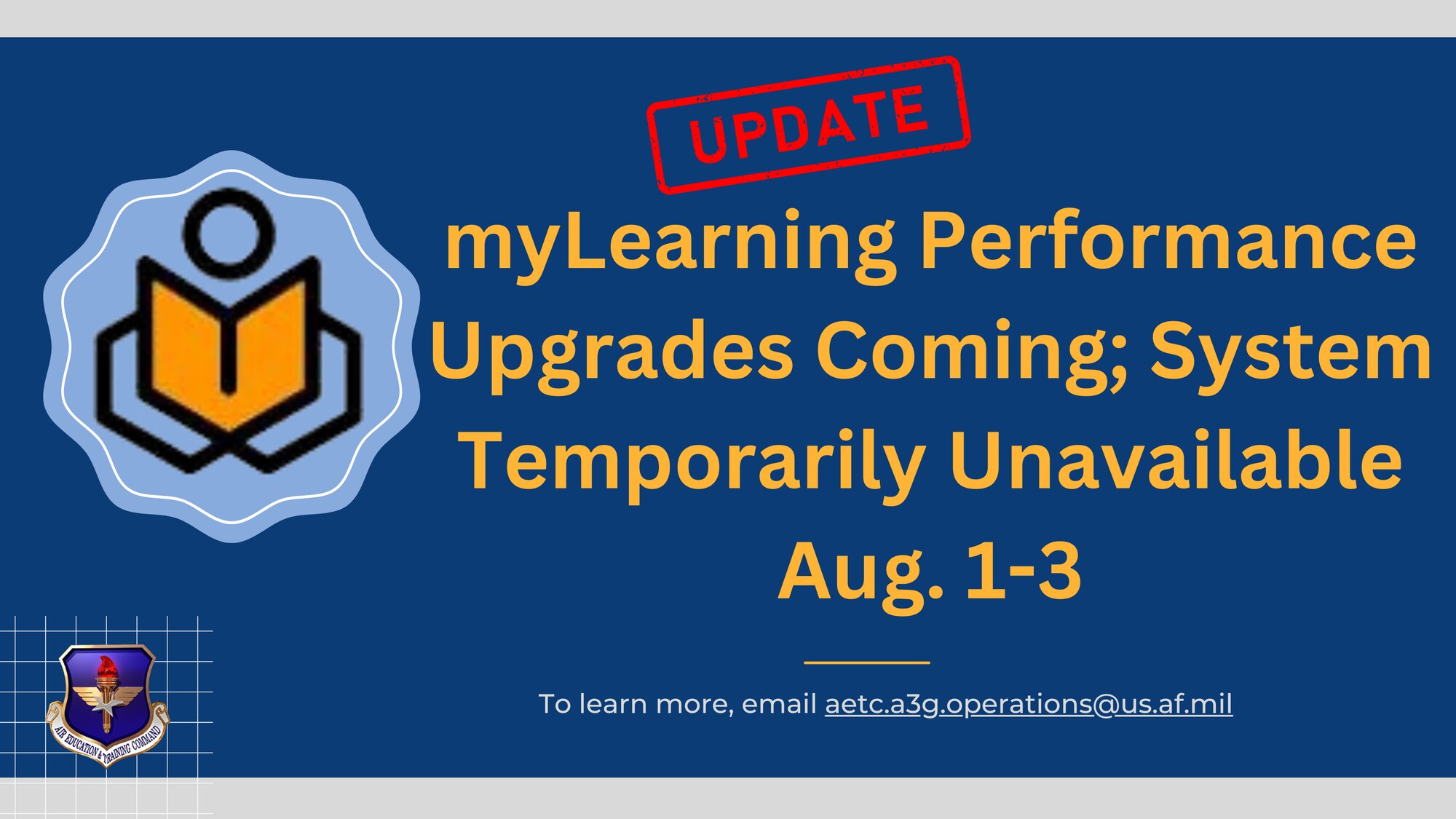 myLearning logo on blue background