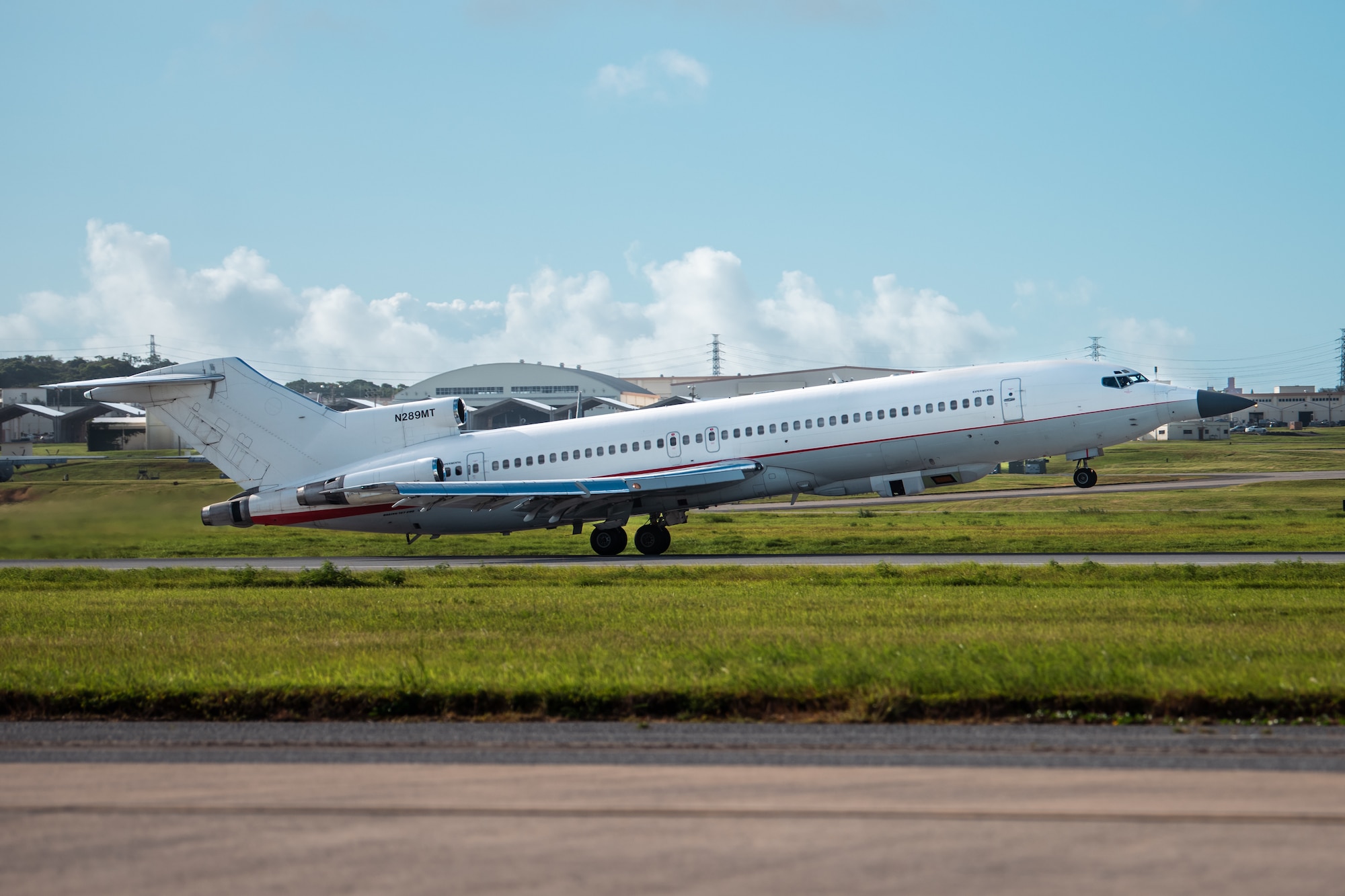 A jet takes off.