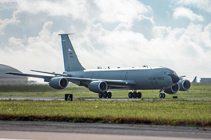 A jet takes off.