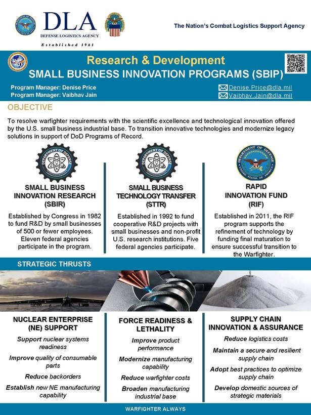 front page of Small Business Innovation Programs brochure