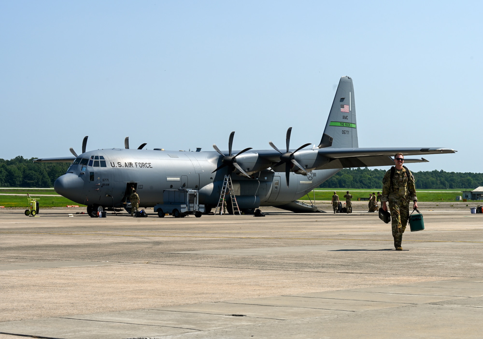 Airmen from the 19th Airlift Wing return home from exercise Mobility Guardian 2023.