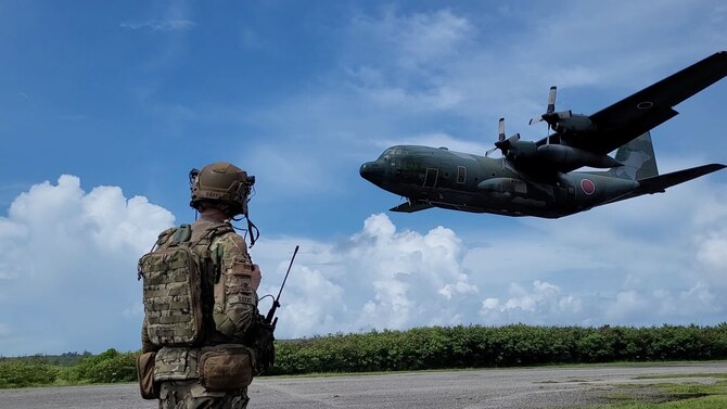U.S. and coalition aircraft deployed to the Indo-pacific theater conduct an elephant walk on Andersen Air Force Base, Guam, July 19, 2023. More than 15,000 U.S. and coalition forces are participating in various exercises across the INDOPACOM area of responsibility to enhance readiness and interoperability. (U.S. Air Force photo by Staff Sgt. Christian Sullivan)