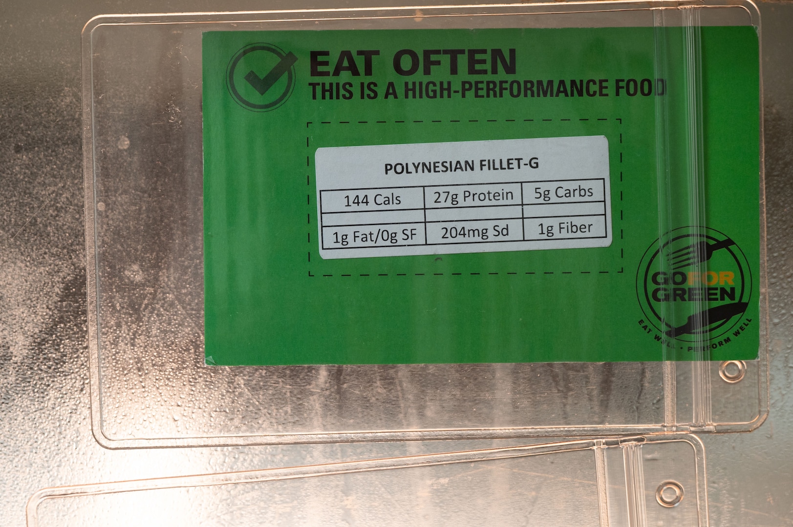 green "eat often" sign on high-performance foods in the dining facility