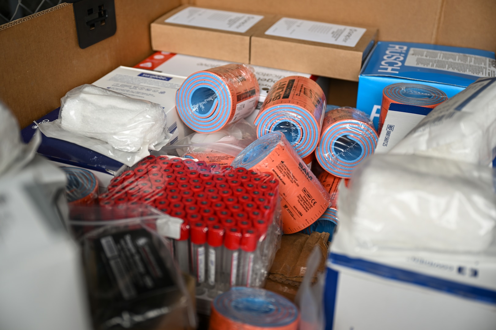 medical supplies in a box