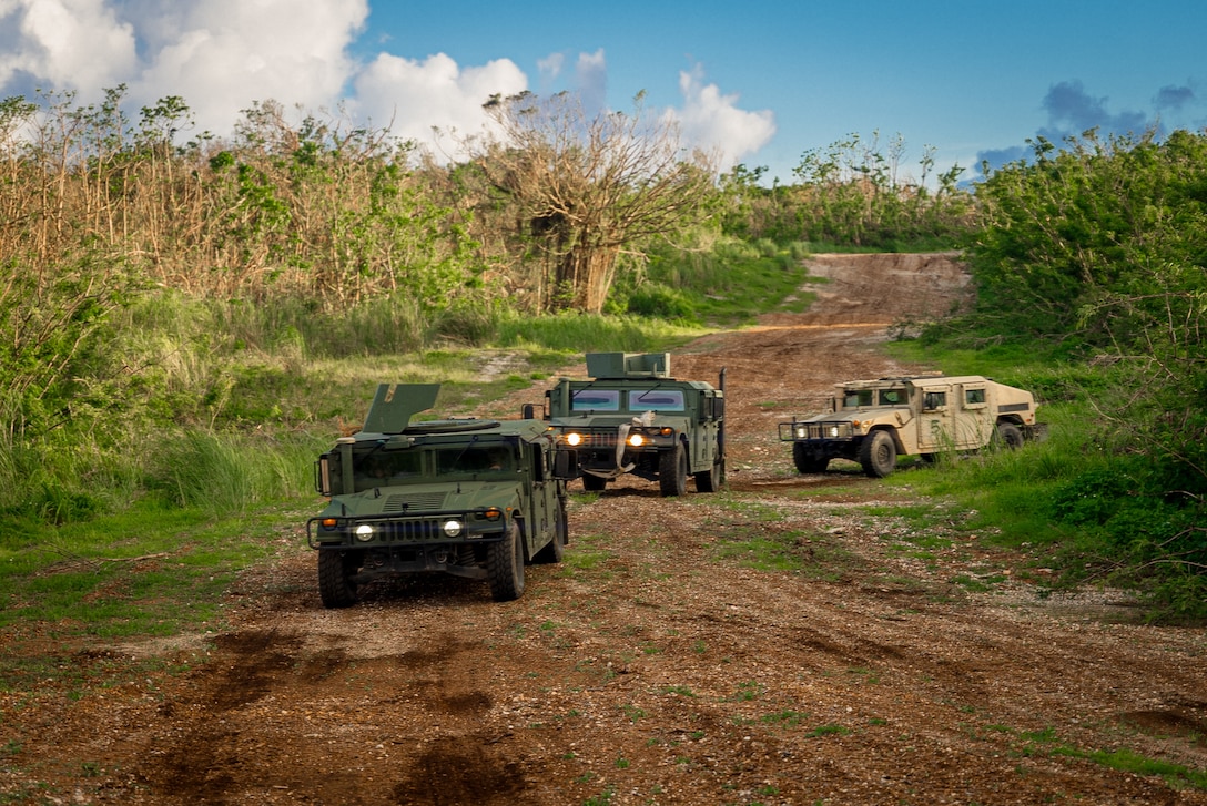 Explosive Ordnance Disposal Technicians and Seabees from Explosive Ordnance Disposal Mobile Unit (EODMU) Five, assigned to Commander, Task Force (CTF) 75, conduct off-road driving skills proficiency training.