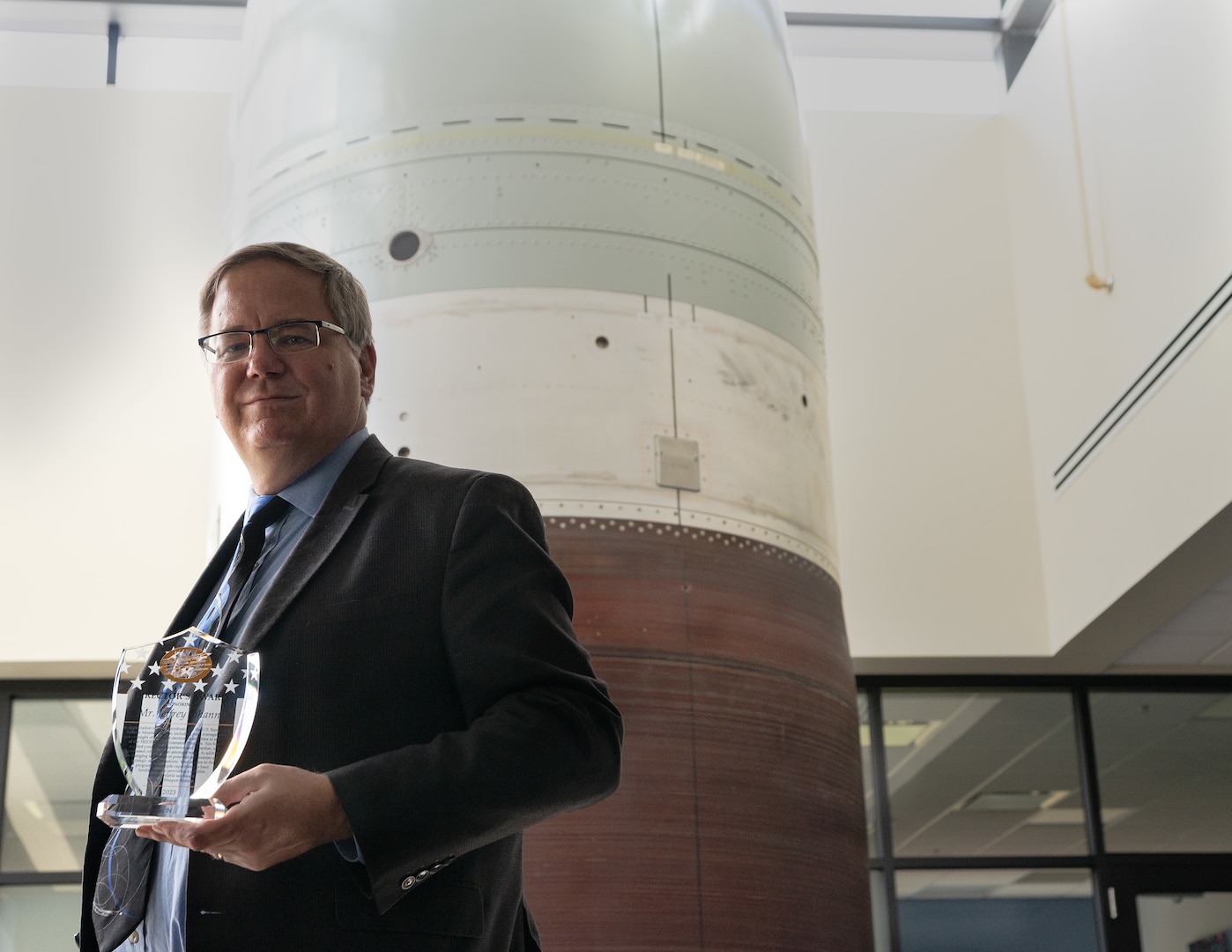 Naval Surface Warfare Center, Crane Division (NSWC Crane) engineer, Jeffrey Johann, received a prestigious award for providing extraordinary value to the Fleet Ballistic Missile (FBM) effort. Johann received the Strategic Systems Programs (SSP) Director’s Award in a ceremony at the Washington Navy Yard in May.