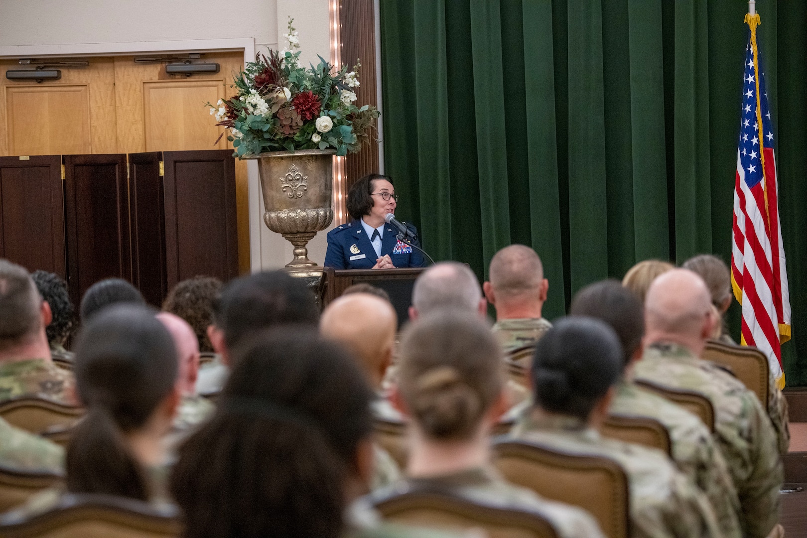 Air Force Brig. Gen. speaks at podium