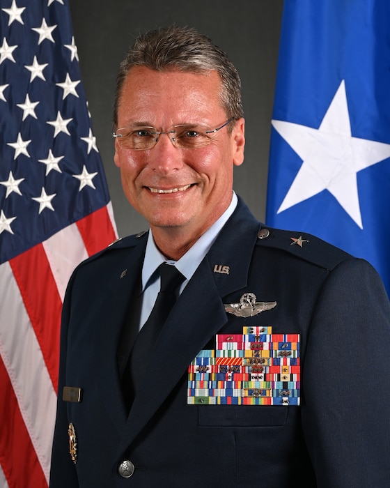 U.S Air Force Brig. Gen. Thomas B. Palenske, 36th Wing commander, poses for a photo on Andersen Air Force Base, Guam, July 6, 2023.