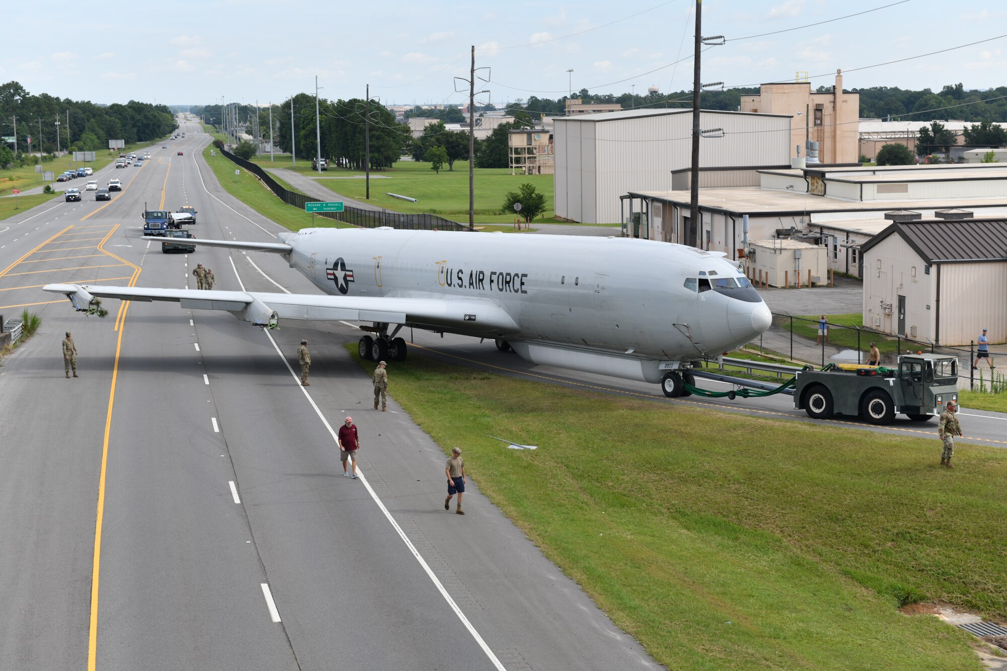 aircraft being towed