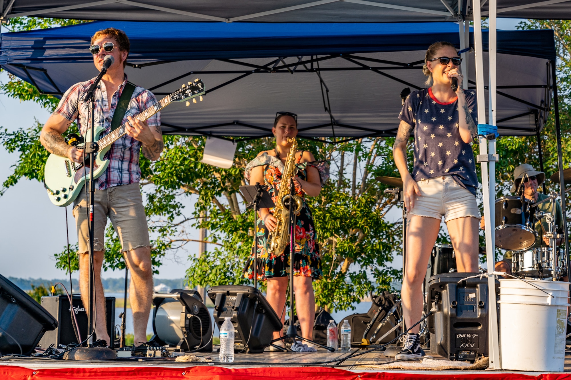 A band performs during Freedom Fest 2023 at Keesler Air Force Base, Mississippi, June 30, 2023.