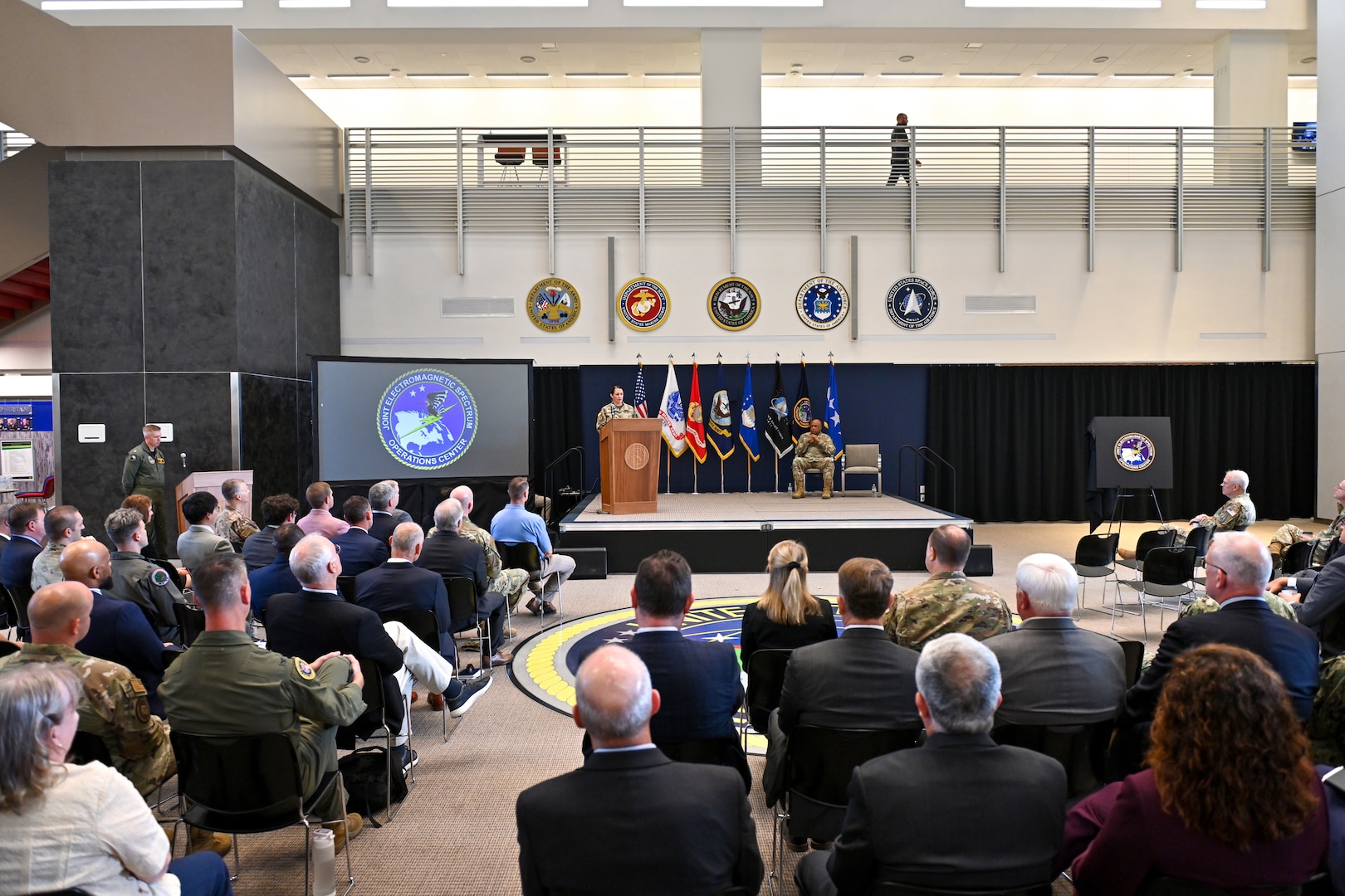 U.S. Strategic Command (USSTRATCOM) officially stood up the Joint Electromagnetic Spectrum (EMS) Operations Center (JEC) during a ceremony at USSTRATCOM today.
The JEC will serve as the heart of the Department of Defense's Electromagnetic Spectrum Operations with the primary goal of restructuring accounts for force management, planning, situation monitoring, decision-making, and force direction.