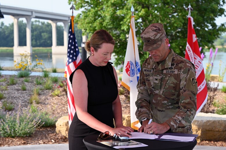 people speak during a military ceremony