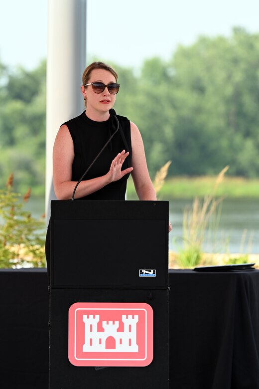 people speak during a military ceremony