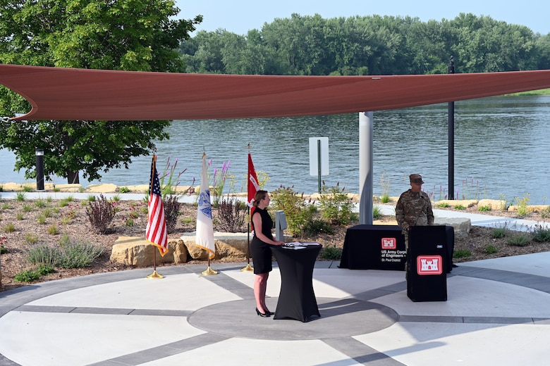 people speak during a military ceremony