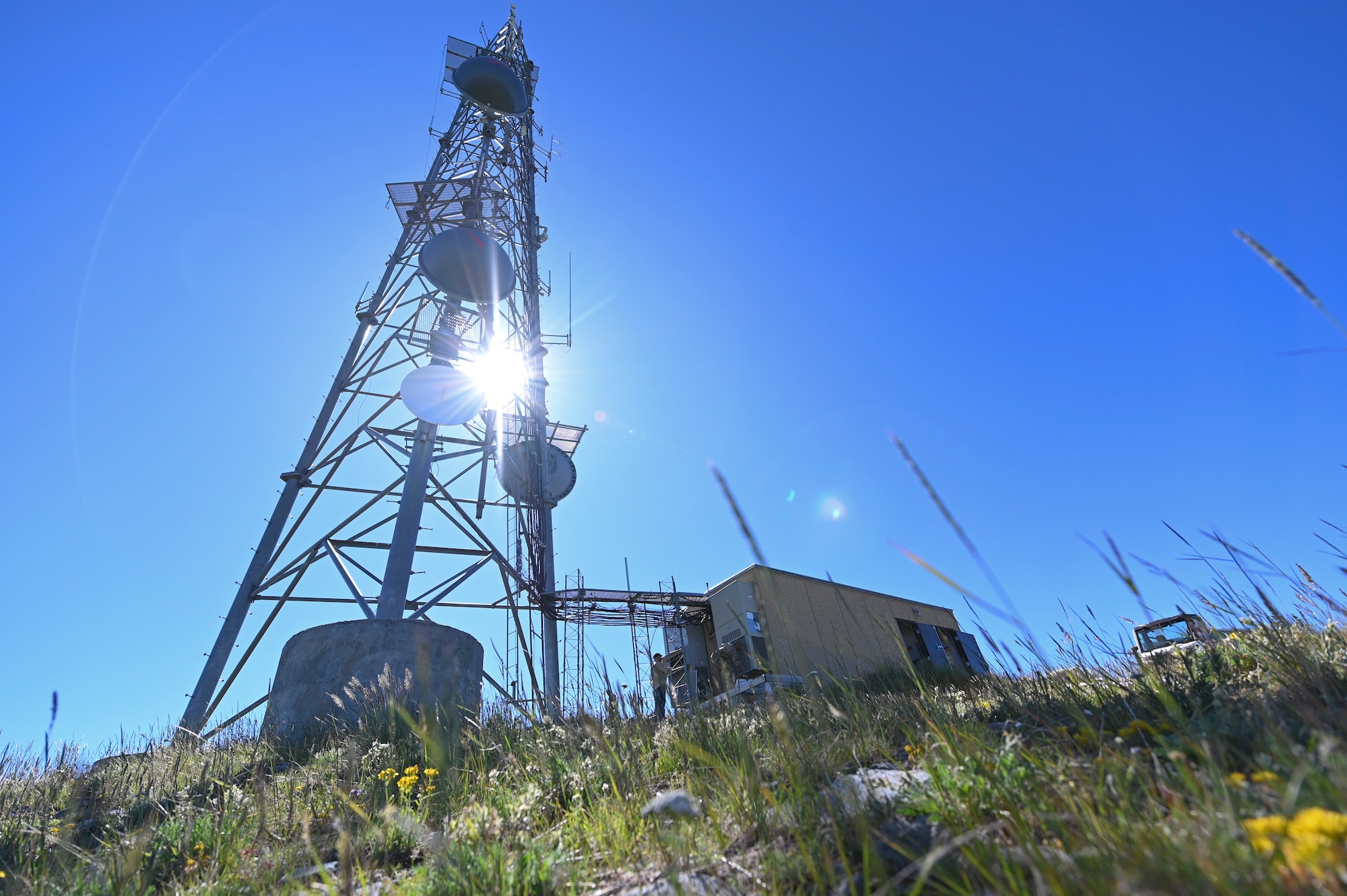 A radio repeater site for enterprise land mobile radio communications sits on the peak of Highwood Baldy