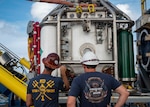 Members of the Navy Experimental Diving Unit (NEDU) test the Saturation Fly-Away Diving System prior to a Defense POW/MIA Accounting Agency (DPAA) underwater recovery mission in the Pacific Ocean, Feb. 25, 2023. DPAA personnel conducted an underwater excavation operation in an effort to find a U.S. aircraft crew lost over Papua New Guinea during World War II.