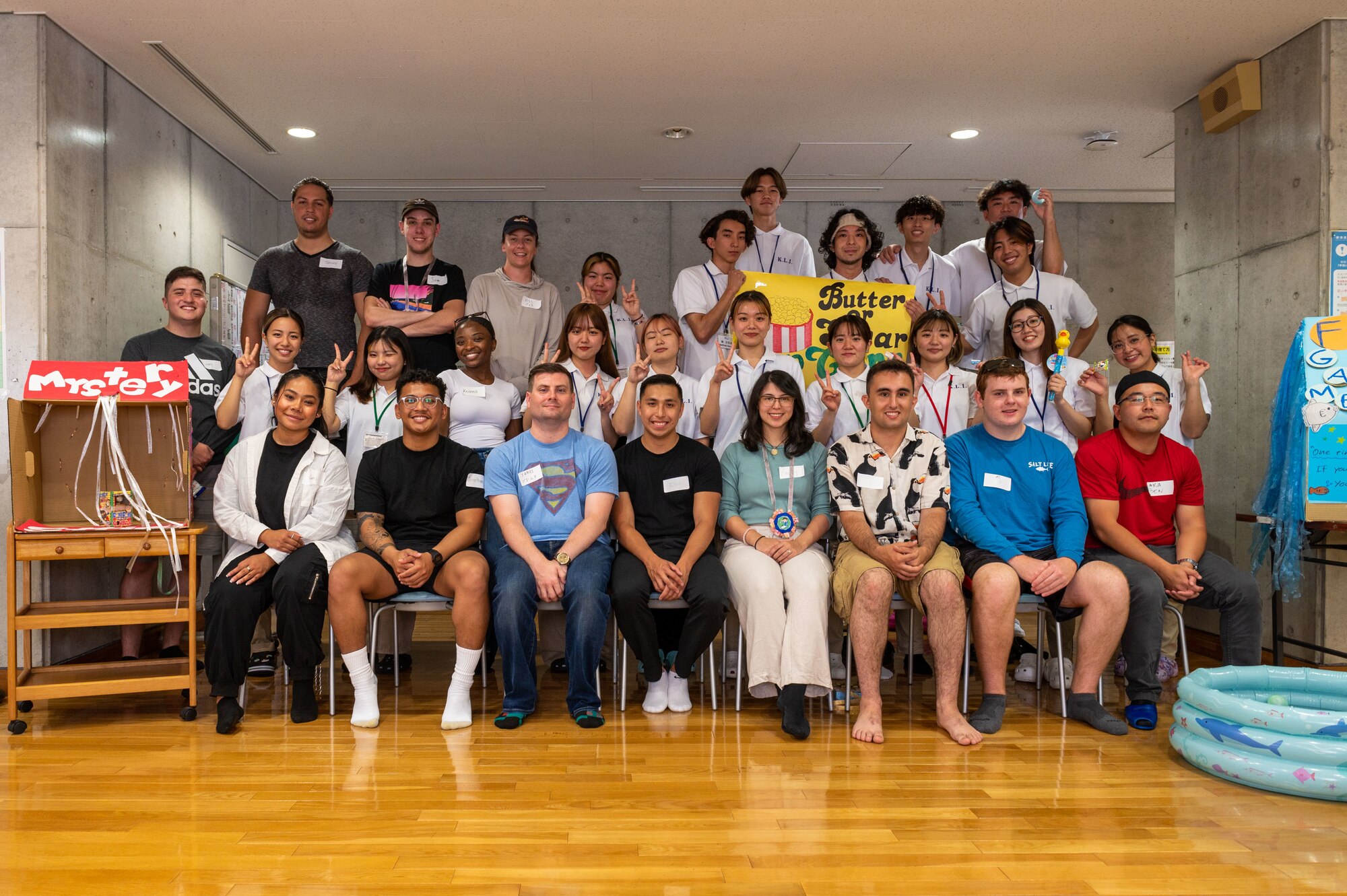 USAF members and Japanese students pose for a group photo