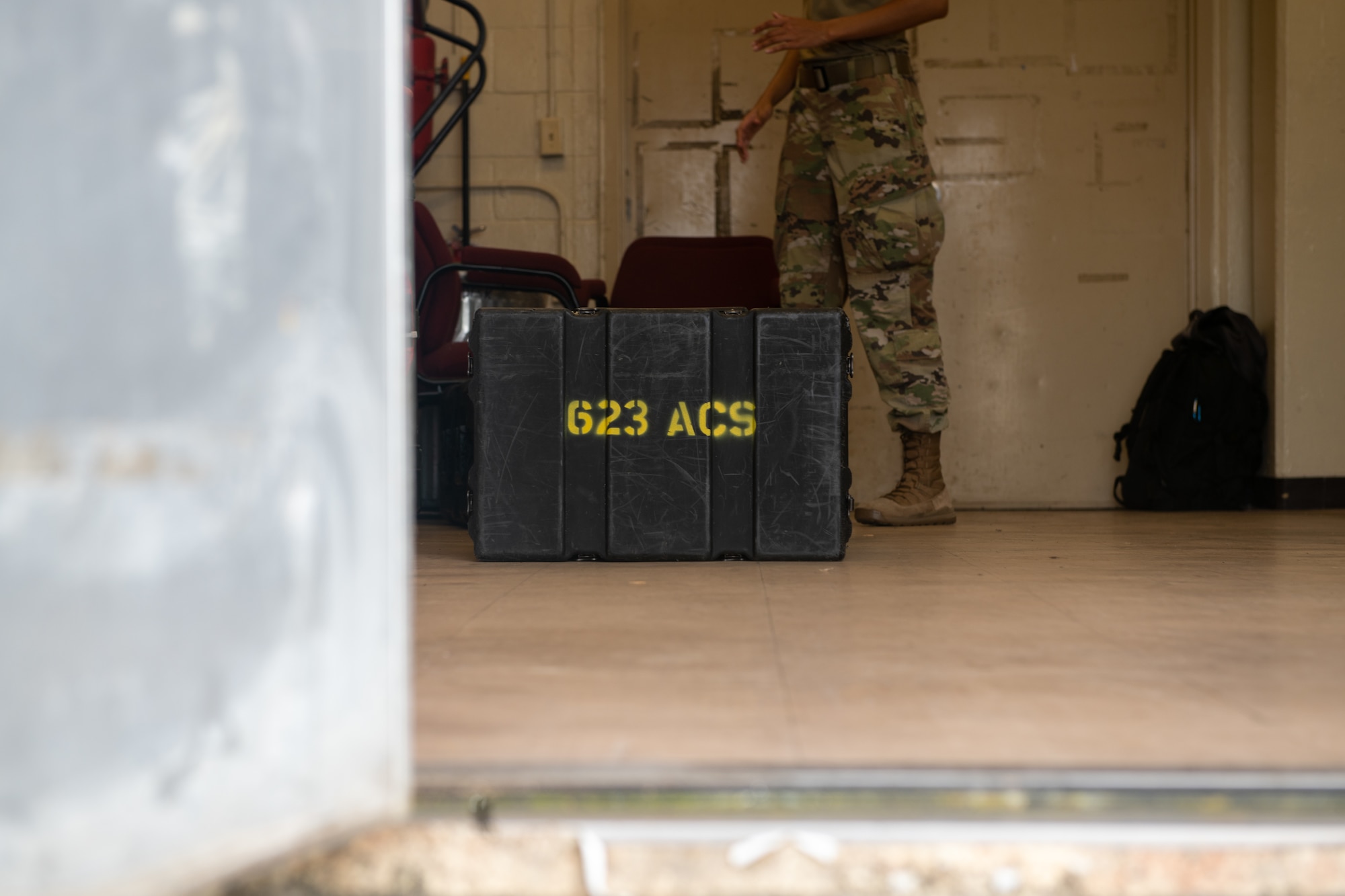 A box is set on the floor.