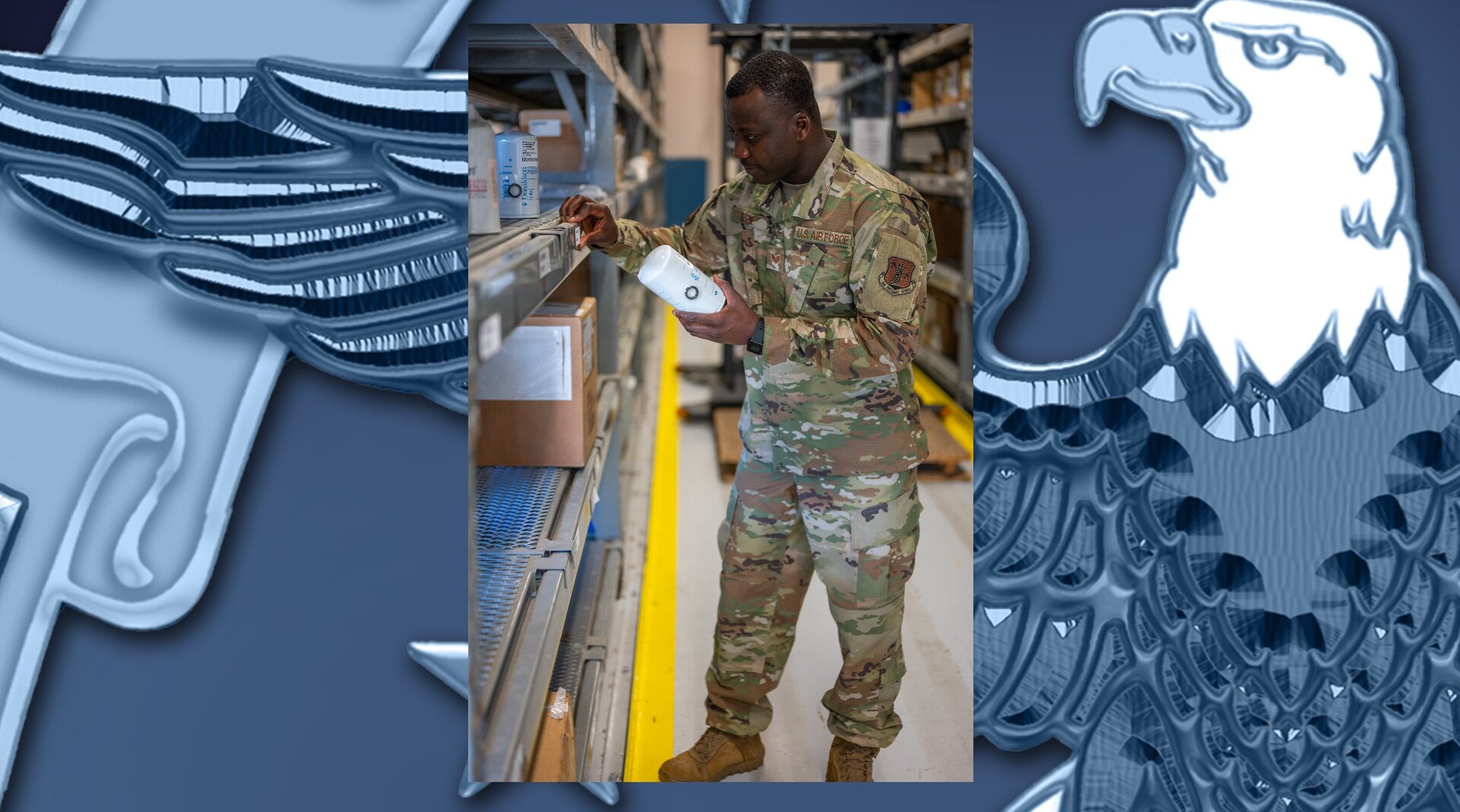 Staff Sergeant Salem Dogbe, Individual Equipment Element, 168th Wing Logistics Readiness Squadron, crosschecks stock numbers on an inventory item at Eielson Air Force Base, Alaska, June 6th, 2021. LRS is tasked with ensuring the Airmen of the 168th Wing, Alaska Air National Guard, are supplied with the equipment and clothing they require for mission success, especially in the arctic environment of Alaska. (U.S. graphic by Michael Hong)